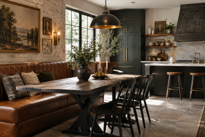 Leather Banquette Seating In Kitchen